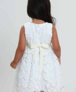 Alternative view of Vestido Infantil Batizado Sem Manga Menina Maria em Algodão Flor Solta Laço e barra em Fita Gorgurão