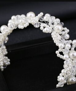 Arranjo Infantil Tiara Elegante Faixa de cabelo pérolas Penteado Daminha Batizado