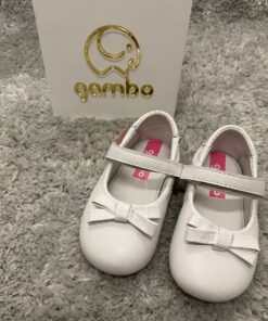 Sapatilha Baby Girl Gambo Kid em Couro Branco Premium Luxo