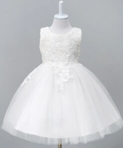 Vestido infantil elegante menina tutu Rendas flor primavera verão Festa de baile Daminha Batizado Branco Premium Luxo1