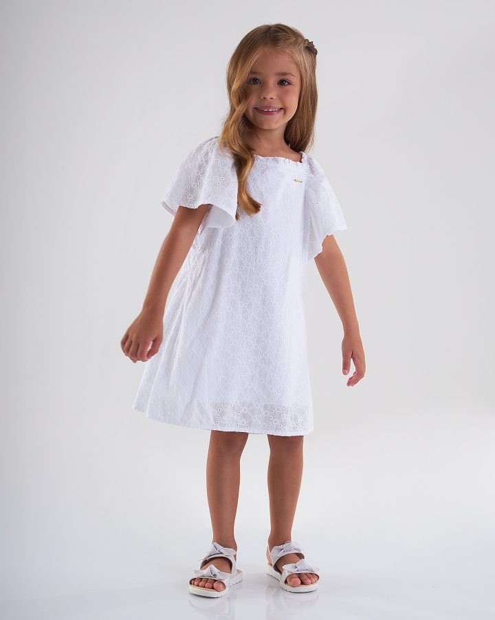 Vestido Kids Menina Mini Influencer Estrelinhas Branco