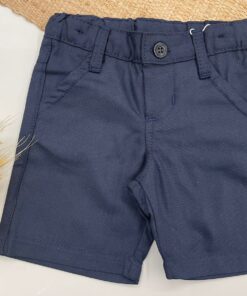 Bermuda de Sarja Skinny Infantil Masculina Azul Marinho Oxford Casamento Page Batizado Festas