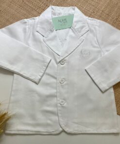 Blazer Bebê Infantil Menino Branco Modelagem Oxford Festas Casamento Batizado