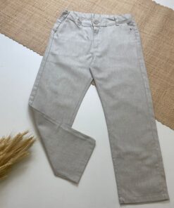 Calça Infantil Menino Luxo Premium Bege Festas Batizado Casamento Polo