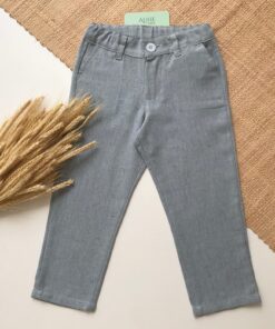 Calça Infantil Menino Luxo Premium Linho Azul Bebê Festas Batizado Casamento