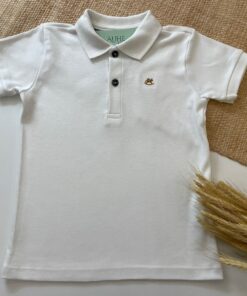 Camisa Polo Infantil Bebê Menino Branco Manga Curta Luxo Festas