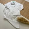 Conjunto Batizado Infantil Menino Body Cambraia Gravata Borboleta Blazer e Calça Sarja Branco Modelagem Oxford