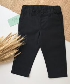 Calça Infantil em Sarja Menino Luxo Premium Preta Festas Casamento Pajem