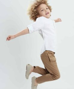 Alternative view of Conjunto infantil menino Calça Sarja Caqui e Bata gola padre Premium
