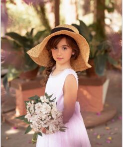 Vestido Infantil Elegante Menina Tule Gola e Costas Acabamento Pérolas Primavera Verão  Daminha Batizado Branco Premium Luxo