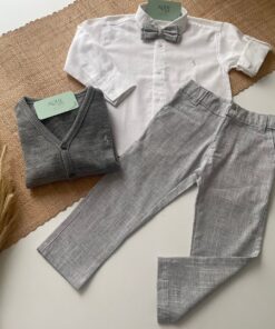 Alternative view of Conjunto Sérgio Camisa Cambraia Manga Longa Calça e Gravata em Flamê Cinza