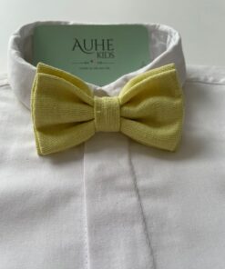 Gravata borboleta Dupla em Linho Amarelo infantil masculina Casamento Festas