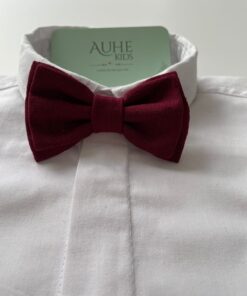 Gravata borboleta Dupla em Linho Vermelho Marsala infantil masculina Casamento Festas