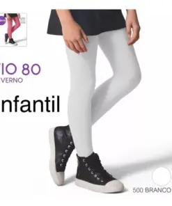 Meia Calça Infantil para Bebê e Criança Selene Fio 80 Grossa Batizado Feminina Branca