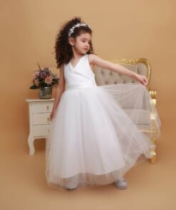 Alternative view of Vestido Longo de Princesa Infantil Elegante Menina Formatura Branco Premium Luxo