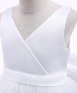 Vestido Longo de Princesa infantil elegante menina 1ª Comunhão Festa Daminha Batizado Branco Premium Luxo