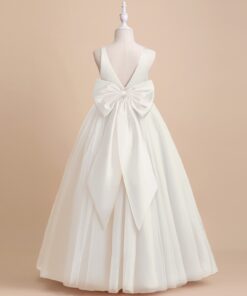 Vestido Longo de Princesa infantil elegante menina 1ª Comunhão Festa Daminha Batizado Branco Premium Luxo
