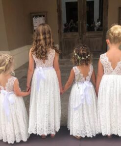Vestido Longo Flor Elegante infantil menina 1ª Comunhão Festa Daminha Batizado Branco Premium Luxo