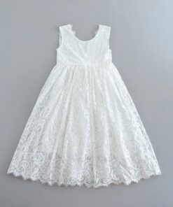 Vestido Longo Flor Elegante infantil menina 1ª Comunhão Festa Daminha Batizado Branco Premium Luxo