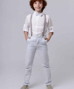 Alternative view of Conjunto Formatura Infantil Menino Camisa Manga Longa Calça Azul Bebê Suspensório Cinza e Gravata Azul Bebê