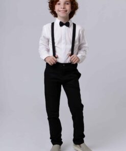 Alternative view of Conjunto Formatura Infantil Menino Camisa Manga Longa Calça em Sarja Skinny Suspensório e Gravata Preto