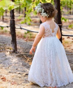 Vestido Longo Flor Elegante Infantil Menina Formatura Branco Premium Luxo