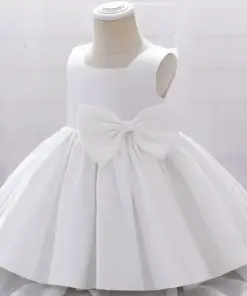Alternative view of Vestido Catarina Branco em Tafetá Princesa Doce Infantil Elegante Menina Festa Formatura ABC Premium Luxo