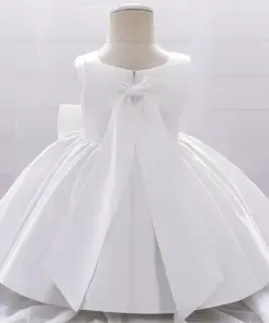 Vestido Catarina Branco em Tafetá Princesa Doce Infantil Elegante Menina Festa Formatura ABC Premium Luxo