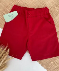 Bermuda Infantil Menino Vermelho em Algodão Luxo festas