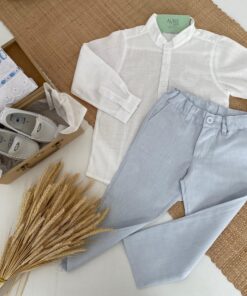 Alternative view of Conjunto Infantil Menino Bata Manga Longa e Calça em Algodão Azul Bebê
