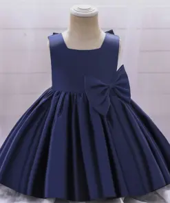 Vestido Catarina Azul Marinho Em Tafetá Princesa Doce Infantil Elegante Menina Festa Aniversário Formatura Premium Luxo