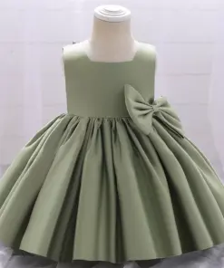 Vestido Catarina Verde em Tafetá Princesa Doce Infantil Elegante Menina Festa Aniversário Formatura Premium Luxo