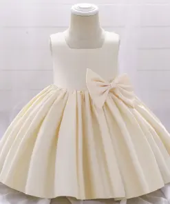 Alternative view of Vestido Catarina Champagne em Tafetá Princesa Doce Infantil Elegante Menina Festa Aniversário Formatura Premium Luxo