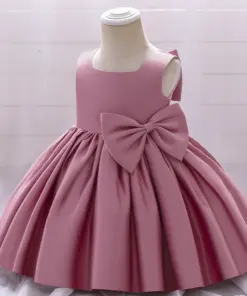 Vestido Catarina Rosé em Tafetá Princesa Doce Infantil Elegante Menina Festa Aniversário Formatura Premium Luxo
