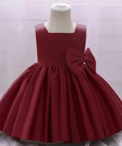 Vestido Catarina Vinho em Tafetá Princesa Doce Infantil Elegante Menina Festa Aniversário Formatura Vinho Premium Luxo
