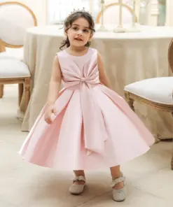 Vestido Infantil Laura Rosa em Zibeline Princesa Elegante Menina Festa de Aniversário Formatura Baile Premium Luxo