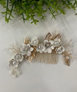 Prendedor de Cabelo Flor Grinalda Branco para Bebê e Crianças Infantil Elegante Pérolas Penteado Daminha Batizado