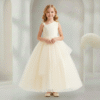 Vestido Bianca Longo de Princesa Infantil Elegante Menina Festa Aniversário Casamento Formatura Champagne