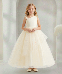 Vestido Bianca Longo de Princesa Infantil Elegante Menina Festa Aniversário Casamento Formatura Champagne