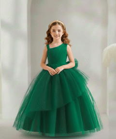 Vestido Bianca Longo de Princesa Infantil Elegante Menina Festa Aniversário Casamento Formatura Verde