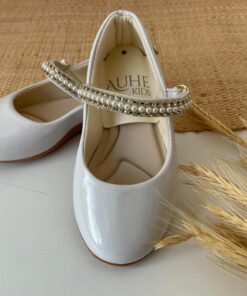 Alternative view of Sapatilha Bebê Infantil Liz Feminino Branca com Strass e Pérolas Menina Batizado do 18 ao 34