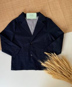 Blazer Infantil em Sarja Azul Marinho Menino Luxo Premium