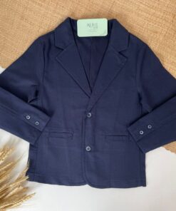 Blazer Infantil Azul Marinho em Linho Menino Luxo Premium