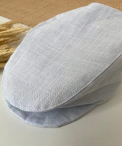 Boina infantil Masculina em Flamê Azul Bebê Textura de Linho Casamento Pajem Batizado Festas