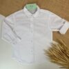 Camisa Tricoline Branca em Manga Longa Infantil Menino Luxo