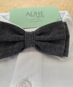 Gravata Borboleta Chumbo Dupla em Linho Infantil Masculina Batizado Casamento Festas