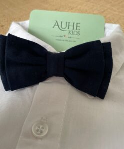 Gravata Borboleta Dupla Azul Marinho em Sarja Infantil Masculina Casamento Festas
