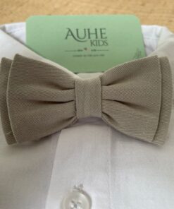 Gravata Borboleta Marfim Dupla em Sarja Infantil Masculina Batizado Casamento Festas