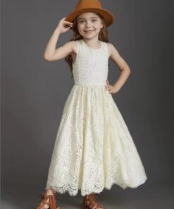 Vestido Helena Longo em Renda Chantilly Elegante infantil menina Festa Daminha Off White Premium Luxo