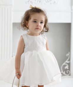 Alternative view of Vestido de batizado Mavi em Organza e Flores Bordadas Bebê Daminha Casamento Branco Premium Luxo